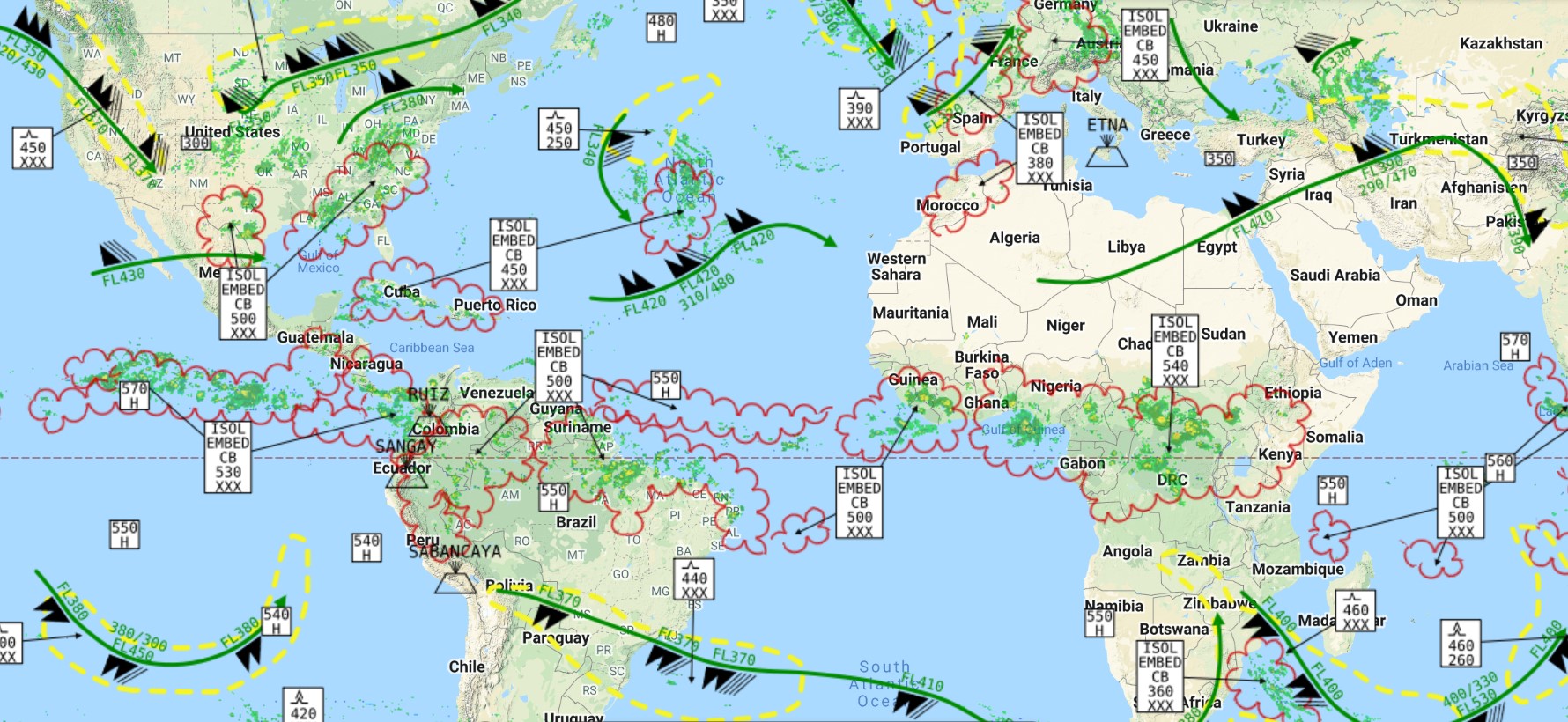 صورة لمخاطر الطيران بالرادار العالمي مع FlightRadar24